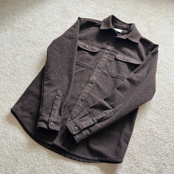 New Frank & Oak Brown Button-Down Shirt – XS, Unisex Fit – Tweed, Textured, Fall - Picture 4 of 10